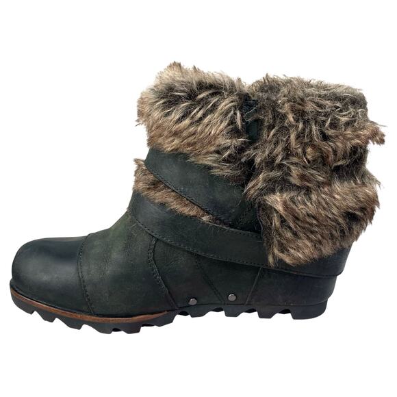 Sorel Women’s Joan Of Arctic Brown Leather Wedge Ankle Boots Size US 7 - Picture 2 of 10